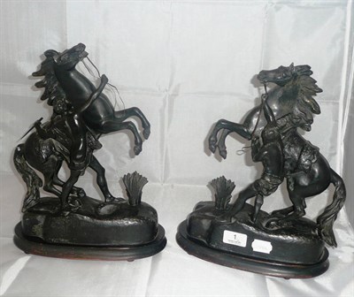 Lot 1 - Pair of spelter figures of Marley horses