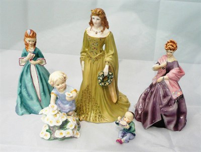 Lot 24 - Royal Worcester figures 'Golden Girl of May', 'First Dance', 'Sweet Ann', 'May' and 'China' (5)