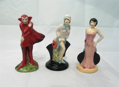 Lot 34 - A Carlton ware Mephisto figure, no 502 and two Peggy Davies figures (all boxed)