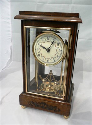 Lot 39 - Oak cased and brass mounted mantel clock