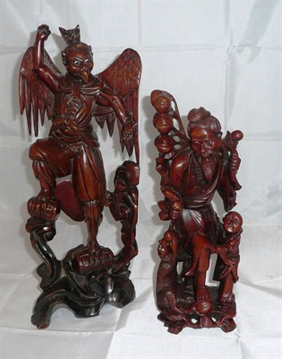 Lot 47 - Two Chinese carved hardwood figures