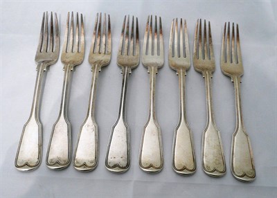 Lot 59 - Eight silver fiddle and thread pattern table forks, 23.3oz approximate weight