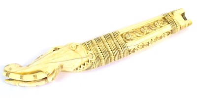 Lot 130 - An Indian Ivory Dagger Handle, late 18th century, carved as an elephant's head, stylised...