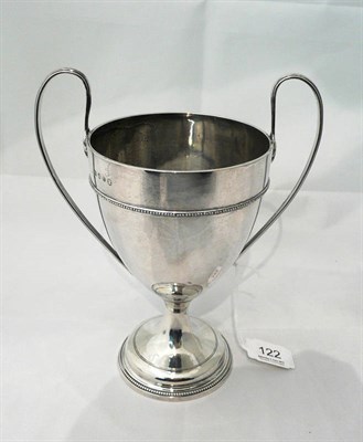 Lot 122 - A George III silver two handled pedestal trophy cup, London 1792, 1102