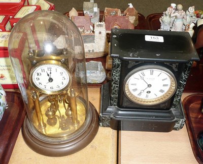 Lot 153 - A black slate timepiece and an anniversary mantel clock (2)