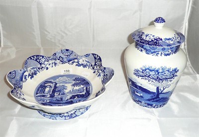 Lot 159 - Spode, Italian pattern ginger jar and cover and pedestal bowl with shaped rim