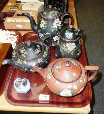 Lot 170 - Four Wedgwood teapots/coffeepots and a Wedgwood jasper lighter
