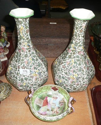 Lot 175 - Two Royal Doulton Persian vases D3550, and a bowl