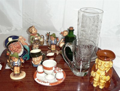 Lot 189 - Four Hummel figures, three Doulton Character jugs, celery vase etc