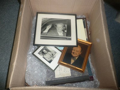Lot 203 - A collection of Winston Churchill and Margaret Thatcher Memorabilia, including two oil paintings of