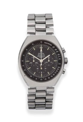 Lot 143 - A Stainless Steel Chronograph Wristwatch, signed Omega, model: Speedmaster Professional, Mark...