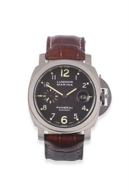 Lot 144 - A Stainless Steel Automatic Calendar Wristwatch, signed Officine Panerai, model: Luminor...
