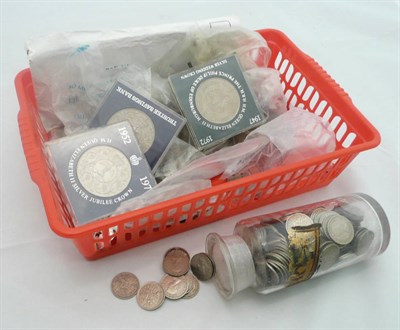 Lot 229 - Coins and banknotes in a red plastic box