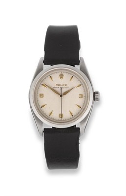Lot 146 - A Stainless Steel Centre Seconds Wristwatch, signed Rolex, Oyster Precision, ref: 6422, 1958, lever