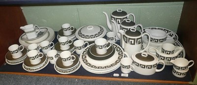 Lot 249 - A Wedgwood Susie Cooper Green Keystone pattern sixty piece tea and dinner service, Royal...