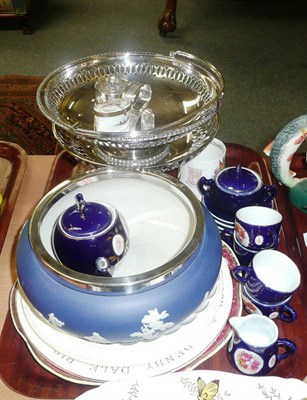 Lot 265 - Two Walker & Hall plate dishes, an Adams Jasper fruit bowl, four plates, a mug, a box, two...
