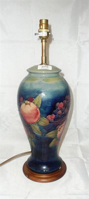 Lot 275 - A Walter Moorcroft `Finches' pattern table lamp
