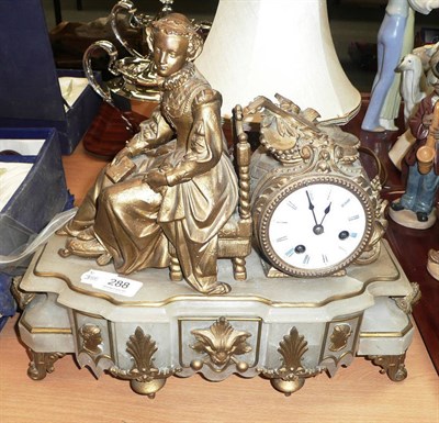 Lot 288 - An alabaster and gilt mantel clock