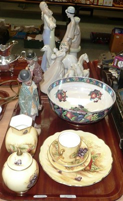 Lot 289 - Two trays of ceramics including four Royal Doulton `Reflections' figures, a pair of Lladro...