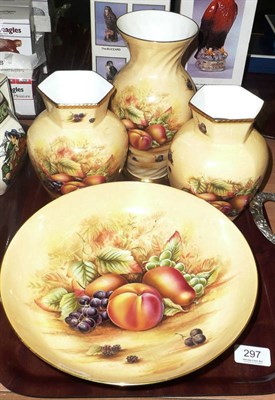 Lot 297 - Three Aynsley 'Gold Orchard' pattern vases and a fruit bowl