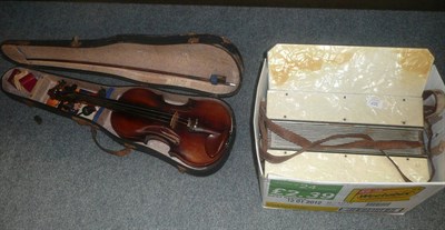 Lot 307 - Cased German violin and accordion