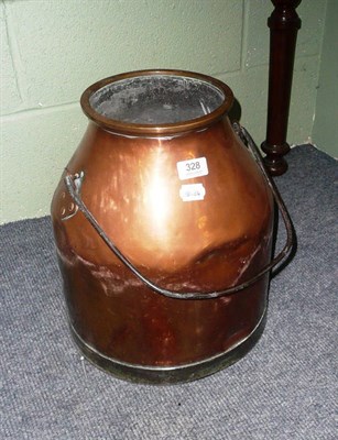 Lot 328 - A copper milk pale with iron handle