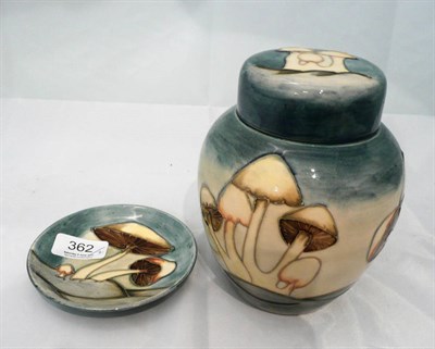 Lot 362 - Walter Moorcroft ginger jar and cover and a Walter Moorcroft dish