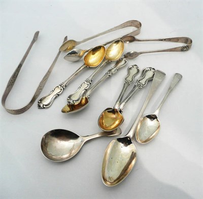 Lot 382 - A quantity of Georgian and later silver including caddy spoon, set of six tea spoons, etc 10oz