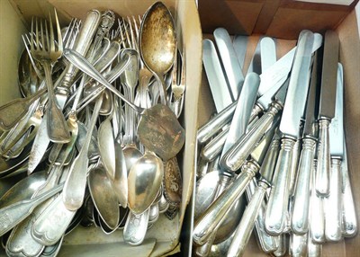 Lot 390 - A German silver 12 setting canteen of flatware, 210oz gross