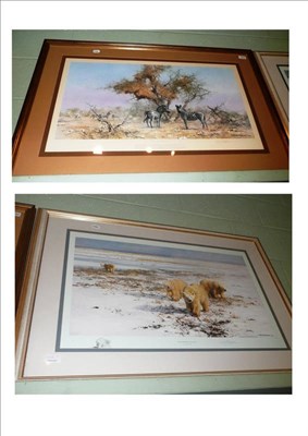 Lot 404 - After David Shepherd, Loan Wonderers of the Arctic, signed limited edition print and Zebras and...