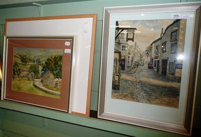 Lot 408 - Three pictures including a 'Gouache' by Geoffrey Sutcliffe 'Blencathra from the air' and view...