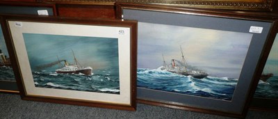 Lot 423 - JC Austin, four marine watercolours of boats, each signed