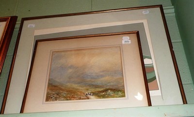 Lot 425 - Mary Ashburner, watercolour, sheep in mountain landscape and a signed print