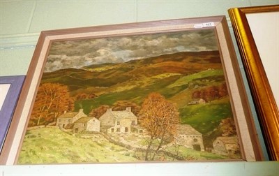 Lot 427 - George Graham oil painting 'Cottages in hilly landscape'