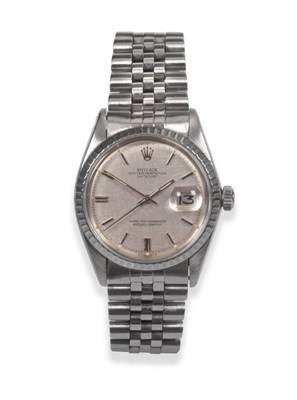 Lot 164 - A Stainless Steel Automatic Calendar Centre Seconds Wristwatch, signed Rolex, Oyster Perpetual,...