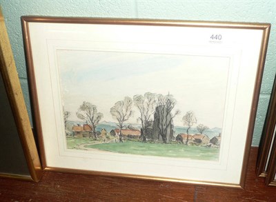 Lot 440 - Fred Lawson, study of a village green, watercolour