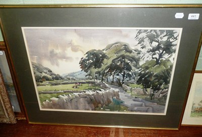 Lot 441 - Angus Rands, watercolour study of a country lane