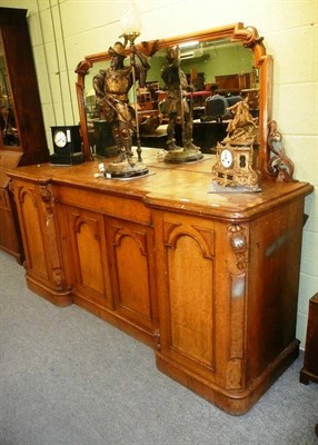 Lot 459 - Victorian oak reverse breakfront sideboard with mirrored superstructure