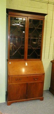 Lot 460 - Edwardian bureau bookcase (altered base)