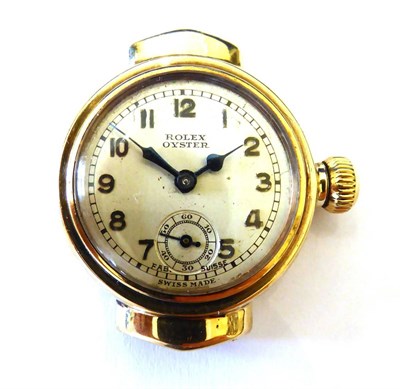 Lot 168 - A Lady's 9ct Gold Wristwatch, signed Rolex, Oyster, 1934, lever movement, silvered dial with Arabic