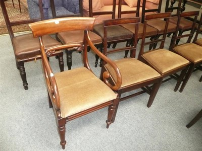 Lot 505 - Four 19th century bar back dining chairs with drop in seats and elbow chair