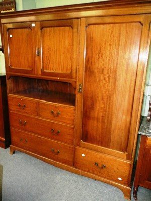 Lot 556 - Large mahogany combination wardrobe circa 1920