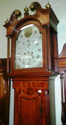 Lot 568 - A late 18th century longcase clock with painted dial and eight day movement