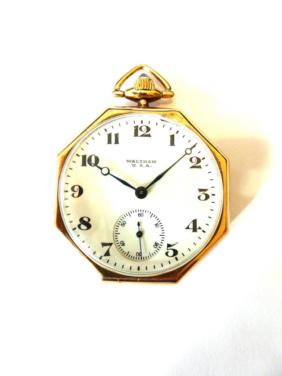 Lot 177 - An Open Faced Keyless Pocket Watch, signed Waltham, circa 1920, lever movement signed Waltham...