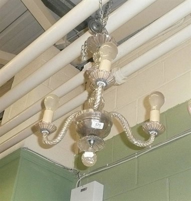 Lot 575 - Three branch chandelier and wall lights