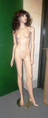 Lot 615 - Fully body female shop display mannequin with stand and wig