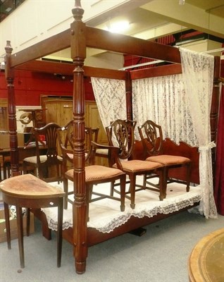 Lot 662 - Four poster bed with drapes and mattress