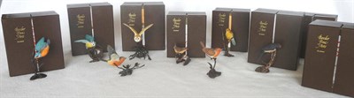 Lot 1030 - A Set Of Eight Border Fine Arts Miniatures On Bronze, "Warbler", model No.M10, "Barn Owl",...