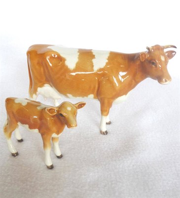 Lot 1055 - Beswick "Guernsey Cow", model No. 1248A first version-horns and ears separate, golden brown and...