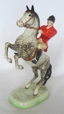 Lot 1063 - Beswick "Huntsman" on Rearing Rocking Horse Grey, model No. 868 style two, issued 1952-1962, gloss